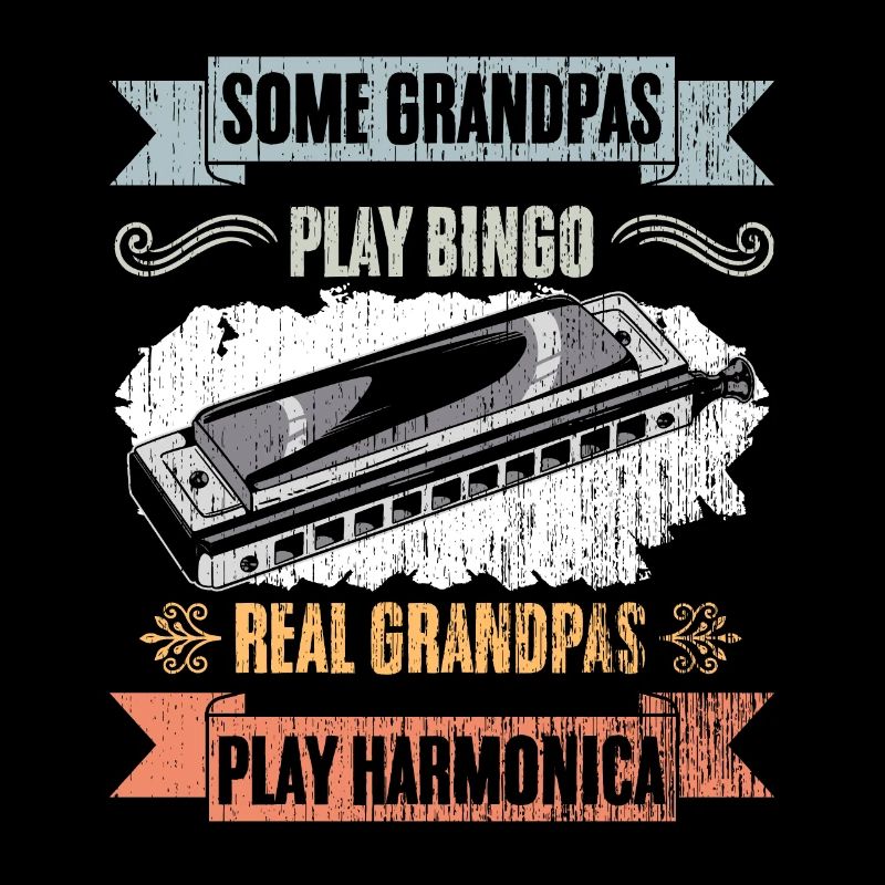 Some Grandpas Play Bingo Vintage Harmonica Lover