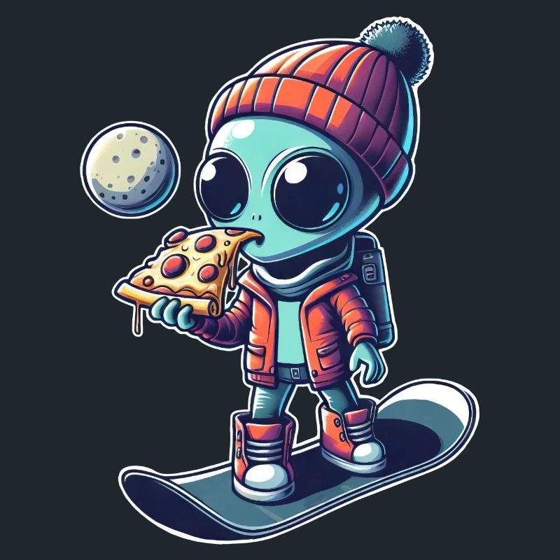 Süßes Comic Alien Snowboard Snowboarder