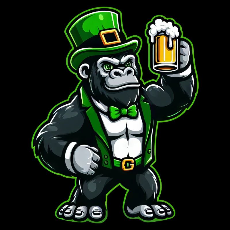 St. Patrick's Gorilla & Bier Cartoon