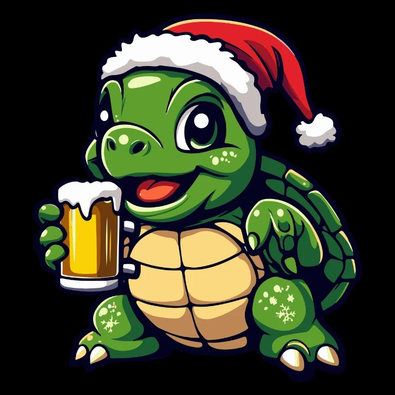 Turtle Christmas Beer Funny