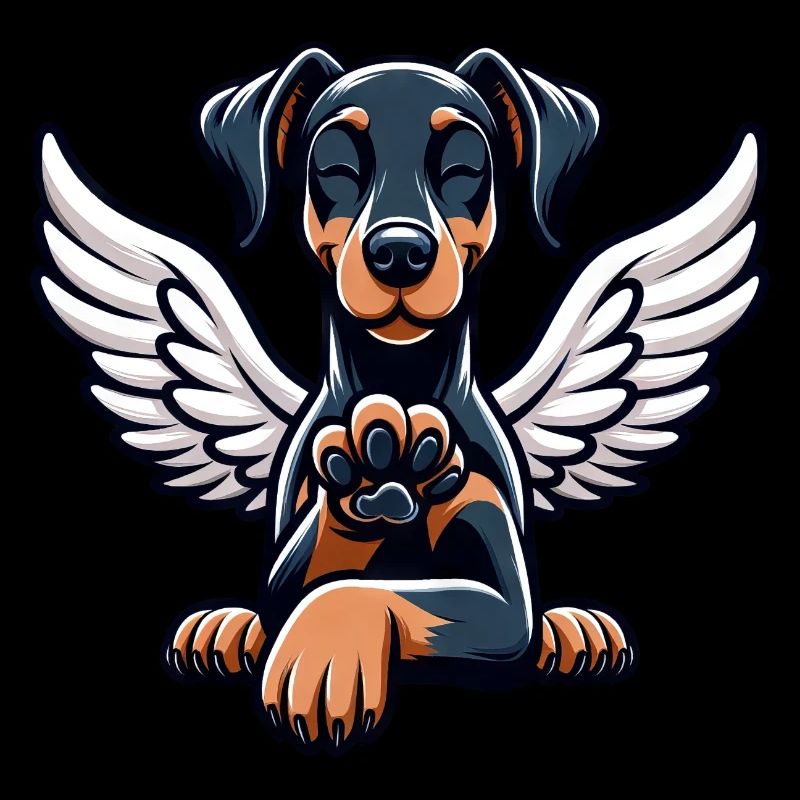 Ange doberman mignon avec des ailes Design