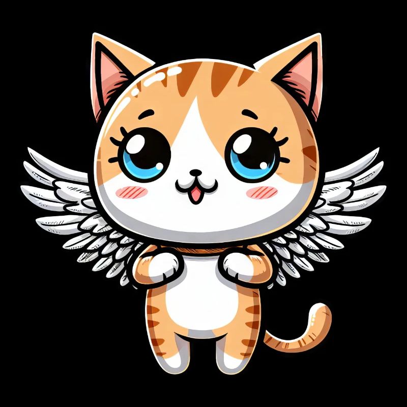 Chat de bande dessinée mignon avec des ailes d’ange