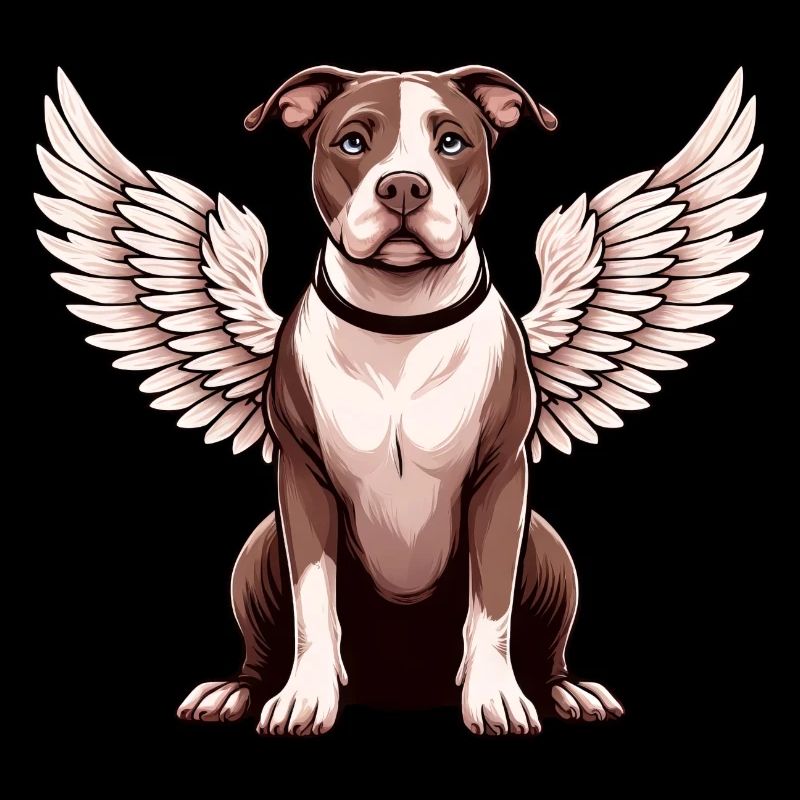 Pitbull Ange avec Ailes Chien Ciel
