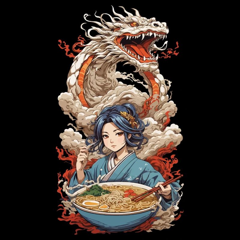 Ukiyo-E Ramen & Dragon Anime Aesthetic