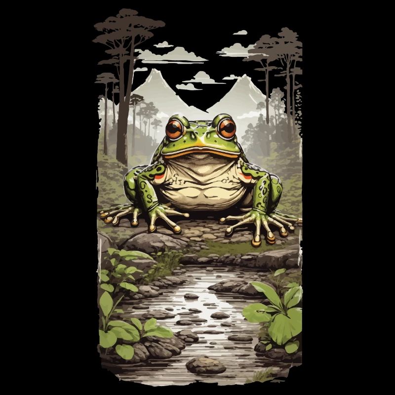 Frog in Tropical Rainforest Jungle Design