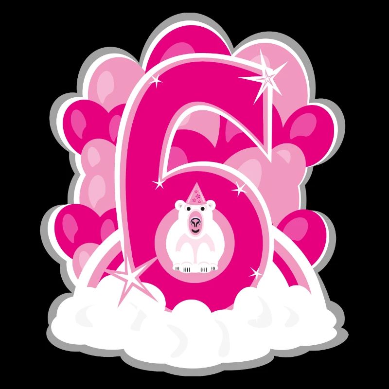 Sechster Geburtstag in Pink mit Eisbär.