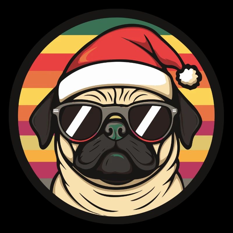 Pug Hund Weihnachten Cool
