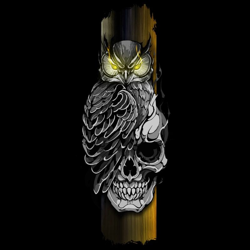 Owl Perched on Skull
