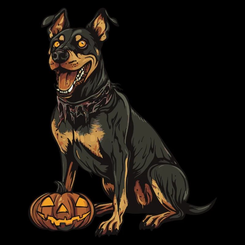 Dobermann Hund Halloween Zombie