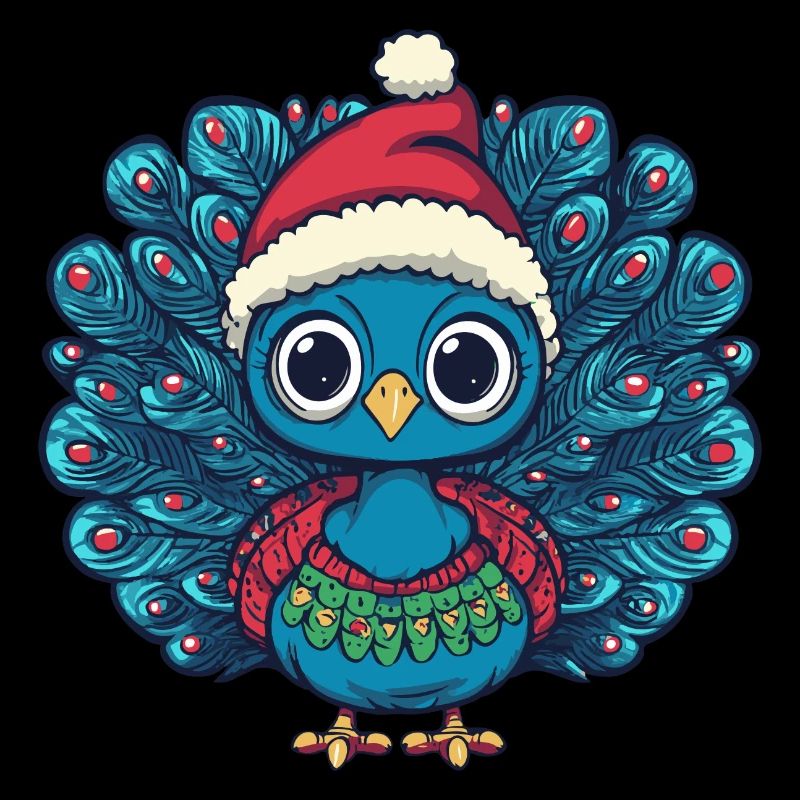 Peacock Bird Christmas Comic