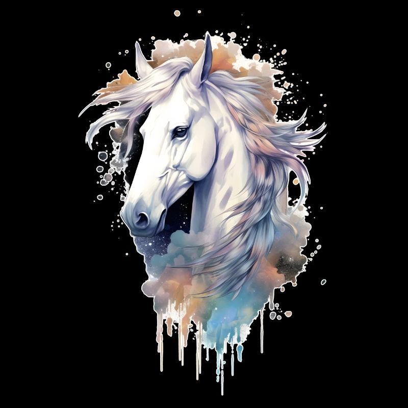 Cheval Blanc en Aquarelle