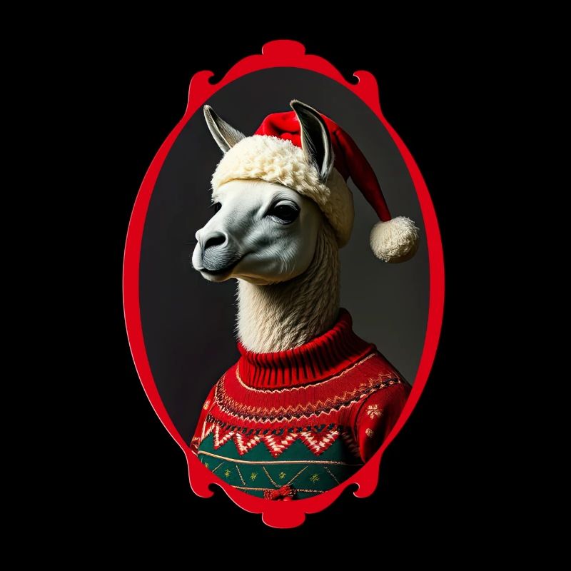 LLama en chapeau de père Noël et pull moche