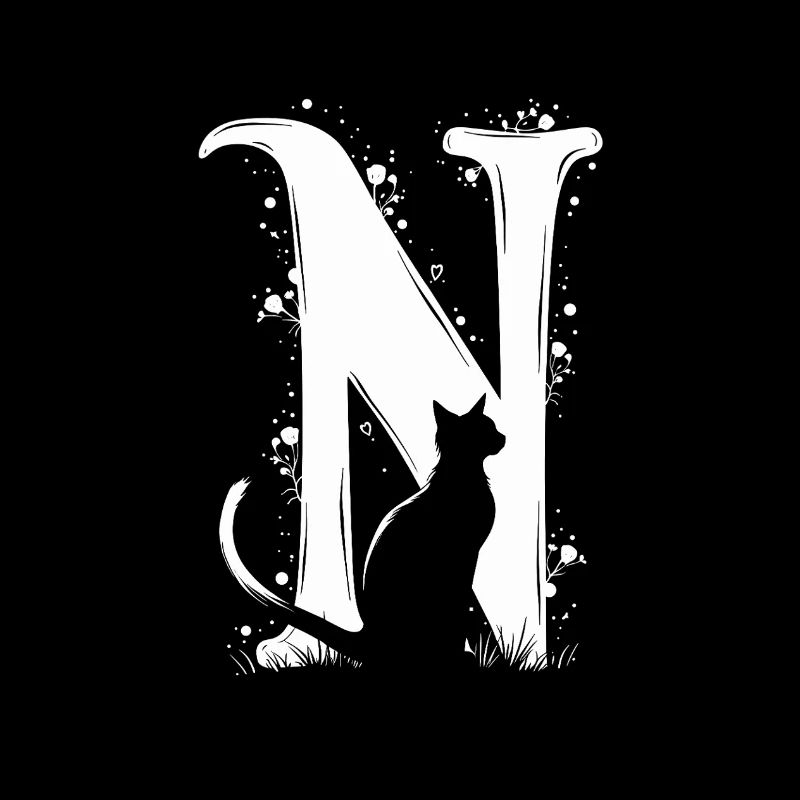 Letter N with cat
