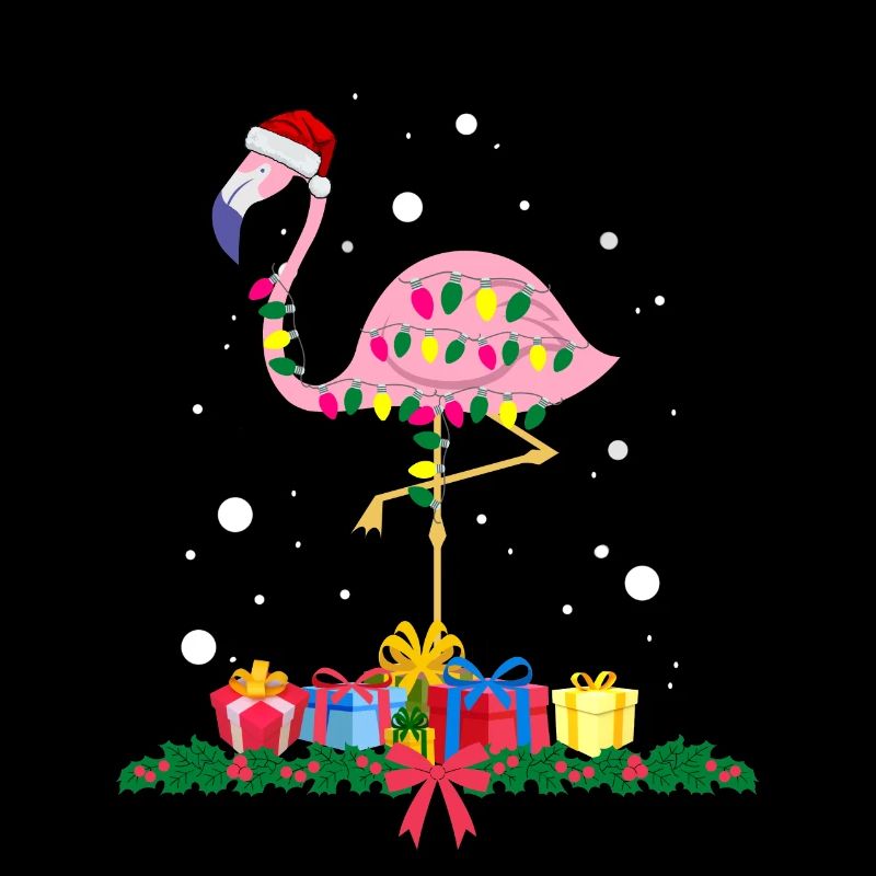 Flamant rose Noël. Cadeau de Noël