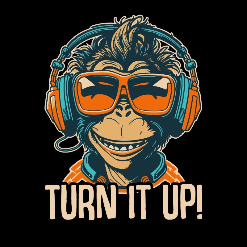 Singe DJ Lunettes De Soleil Casque Chimpanzé Coloré