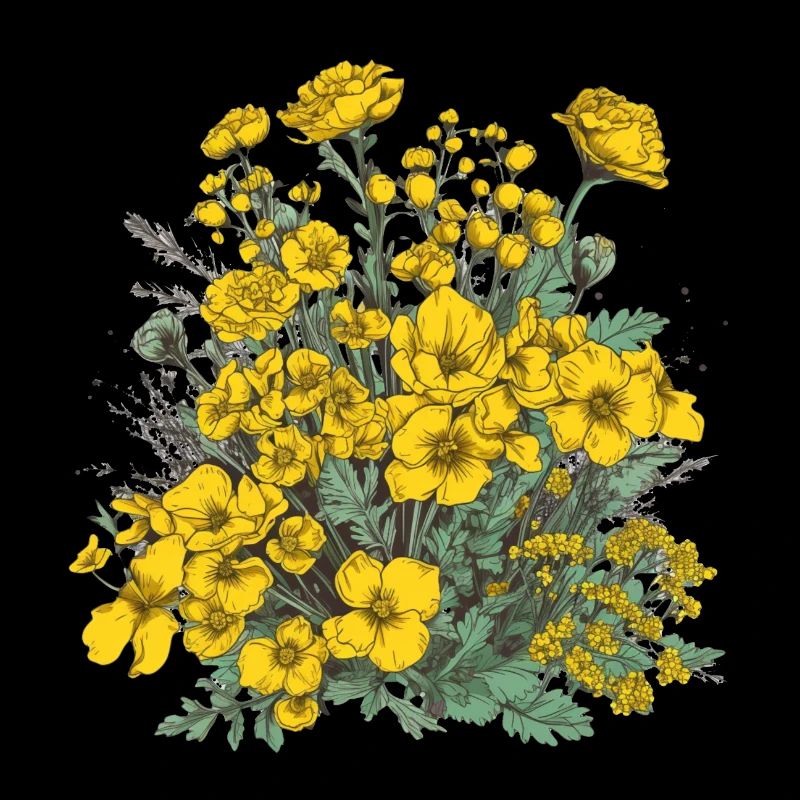 Wunderschönes Boho Blumen Herbarium Bouquet gelb