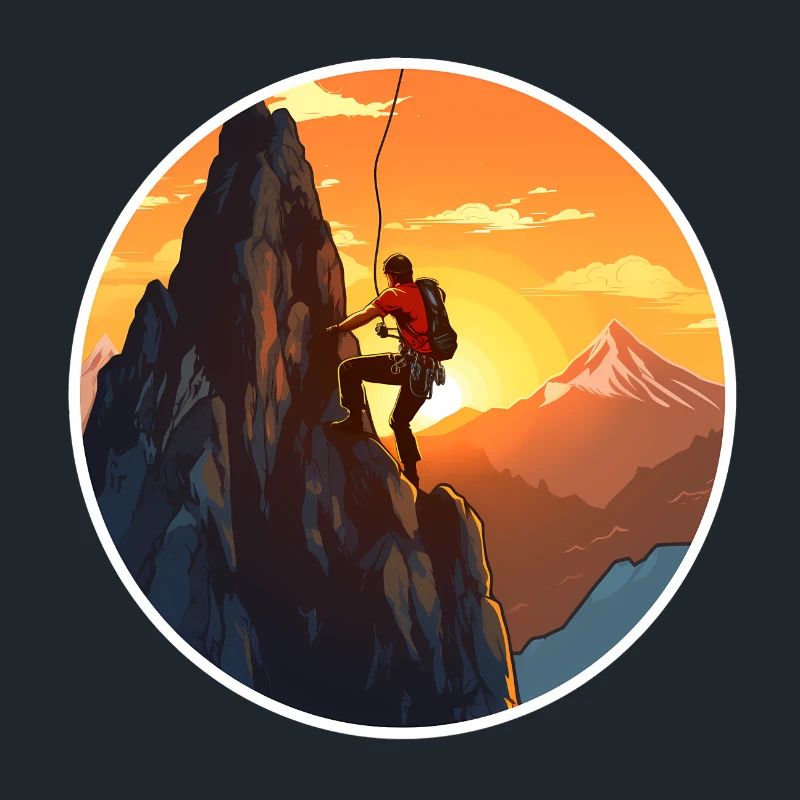 Alpiniste devant le coucher du soleil - conception d’escalade