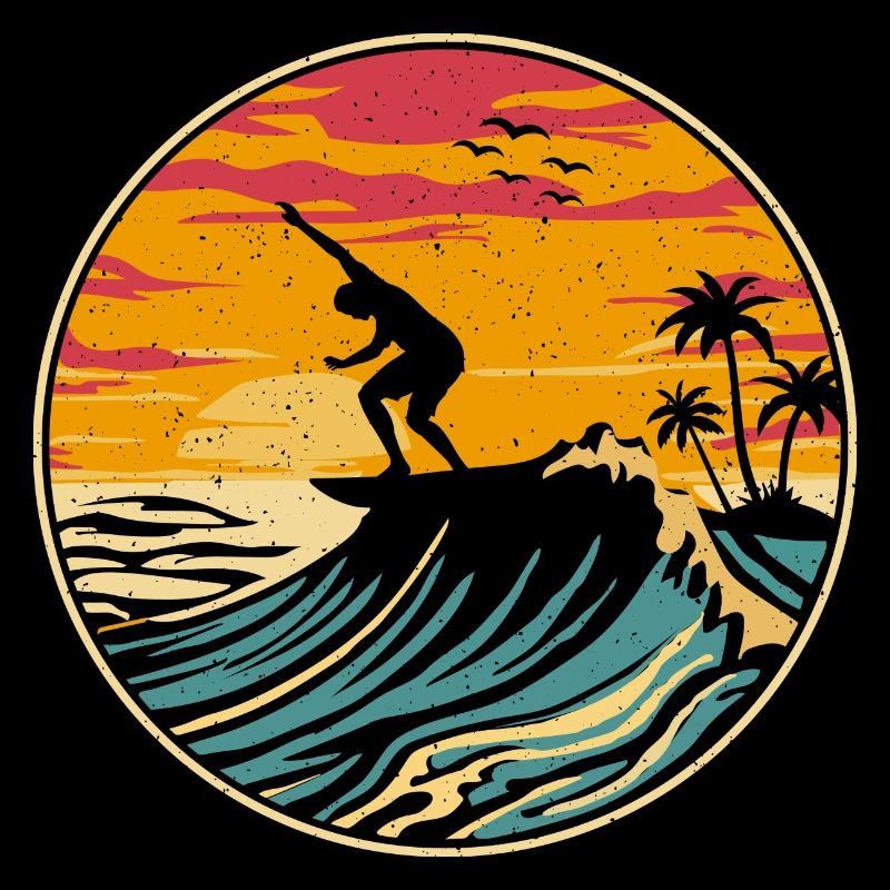 Beach Surfing Surfboard Vintage Surfer Beach Surf