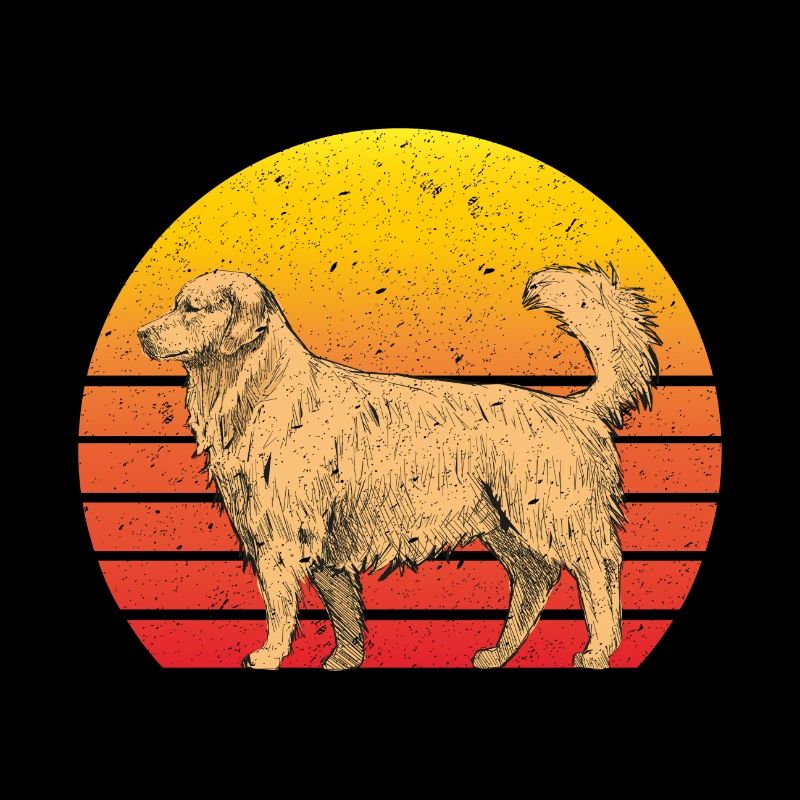 Golden Retriever Retro Sunset