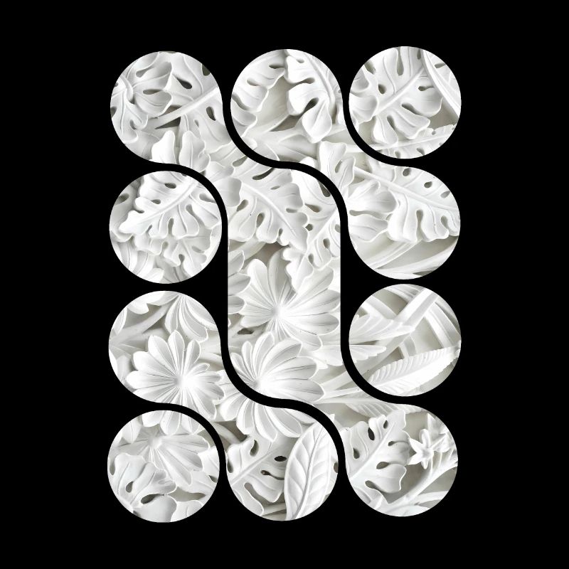 Motifs abstraits de feuilles blanches