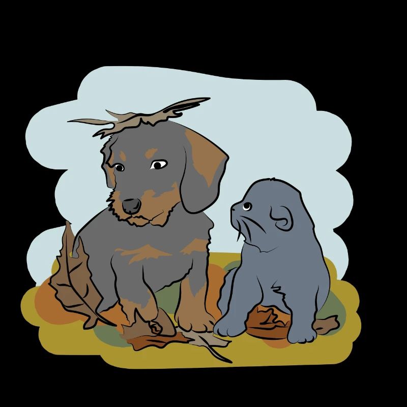 Design illustré avec chat et chien