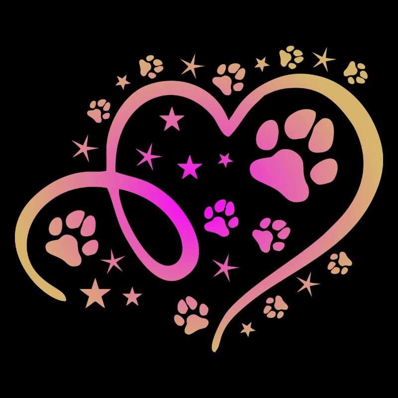 Herz mit Pfötchen und Sternen