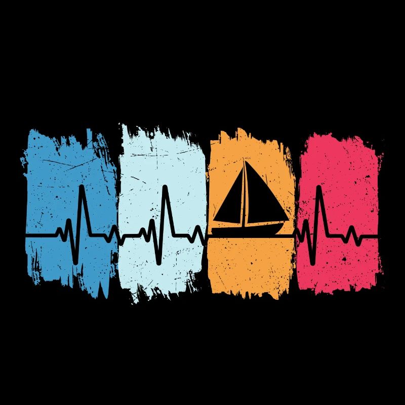 Sailing Sailor Retro heartbeat sailboat