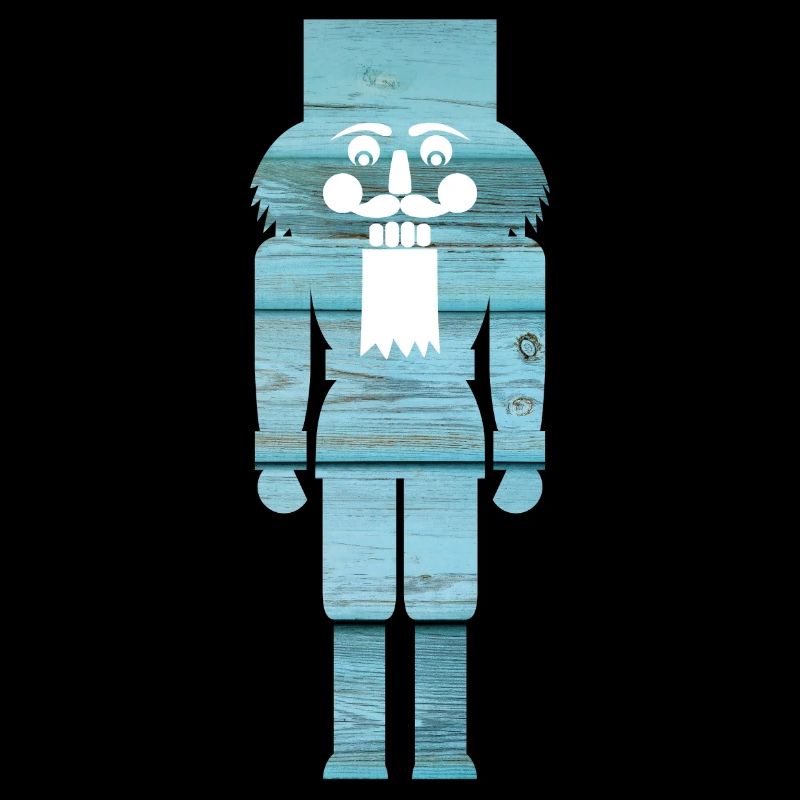 Nutcracker Wood Light Blue Grain Christmas