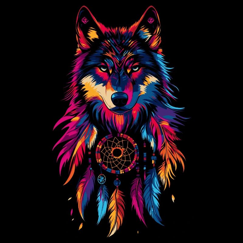 Loup avec attrape-rêves