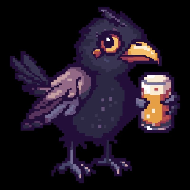 Rabe Krähe Bier Pixel
