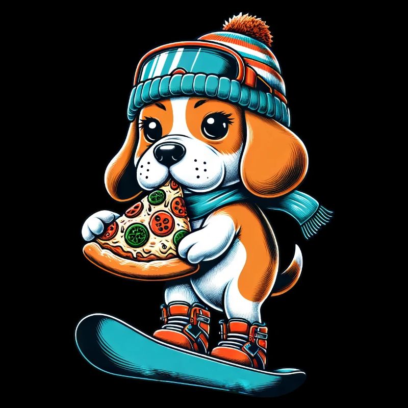 Beagle Snowboarder: Pizza-Abfahrt