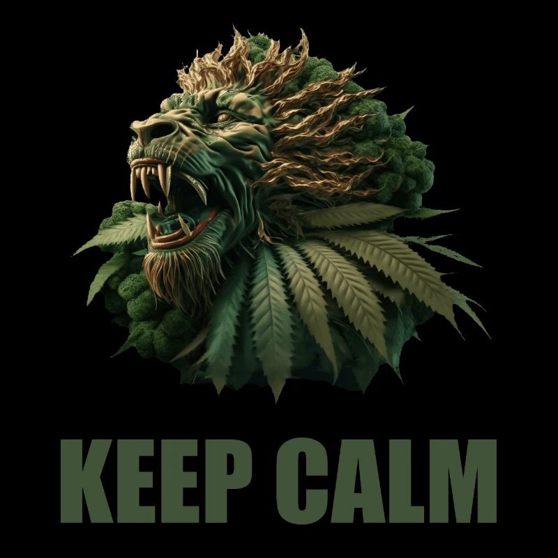 Keep Calm Lion plante de cannabis