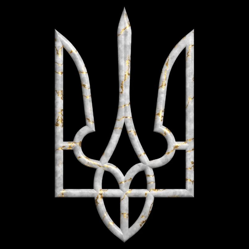 Ukraine Wappen Gerfalke Trident Dreizack Marmor 2