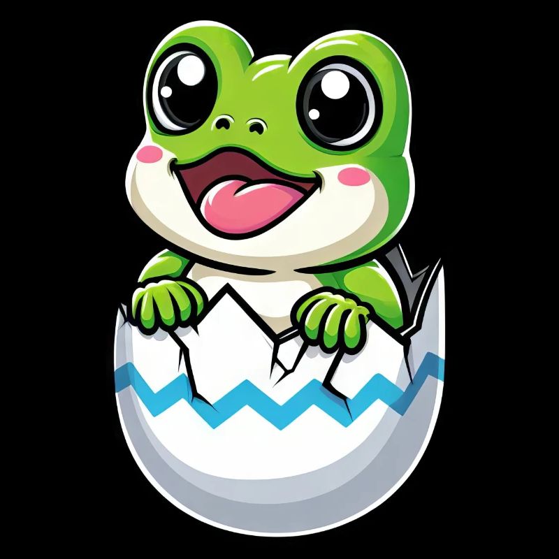 Oeuf de Pâques coloré avec motif de grenouille à éclore