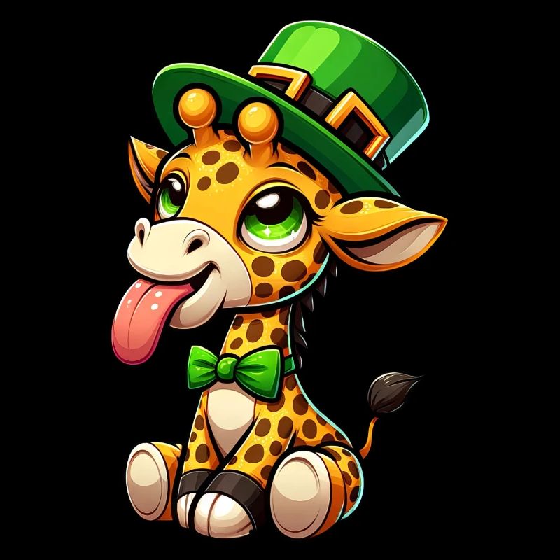 Dessin animé girafe de la Saint-Patrick