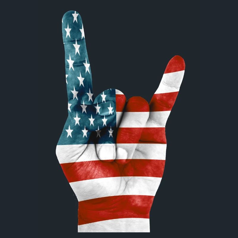 Drapeau américain sur une main Rock'n'Roll