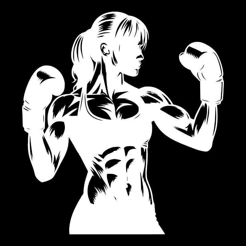 Femme musclée avec tresse en mode match de boxe