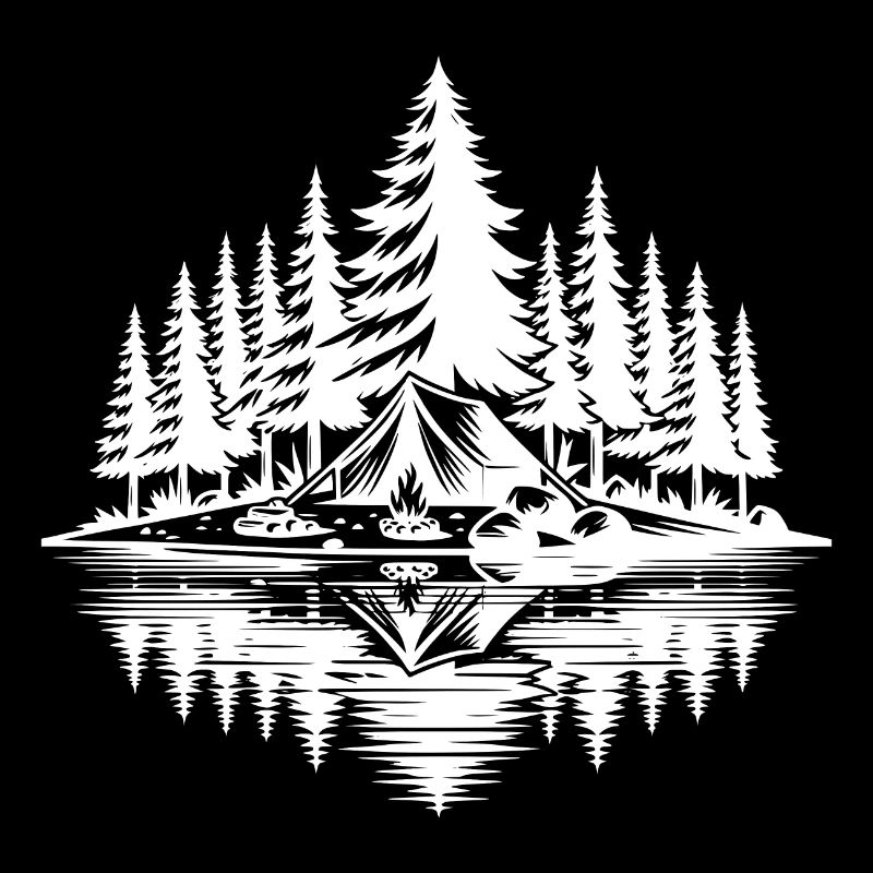 Atmospheric wilderness camping by the lake