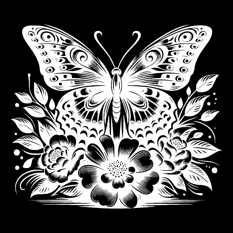 Motif papillon fleur imaginatif
