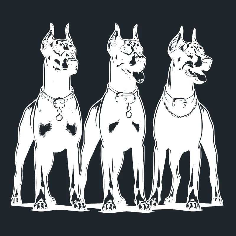 Drei schlaue wachsame Dobermänner Hunde