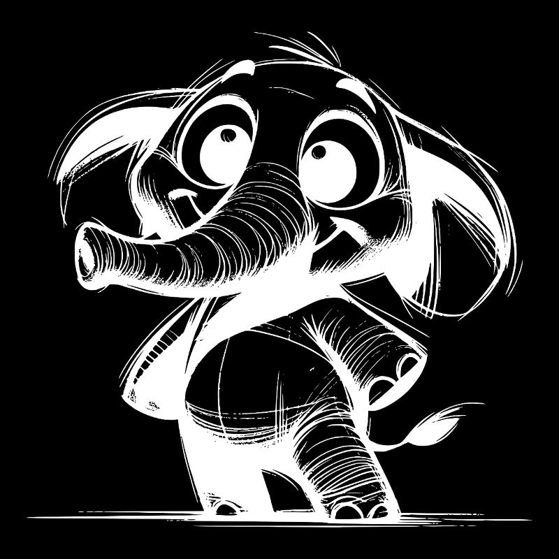 Elephant baby with huge trunk and eyes