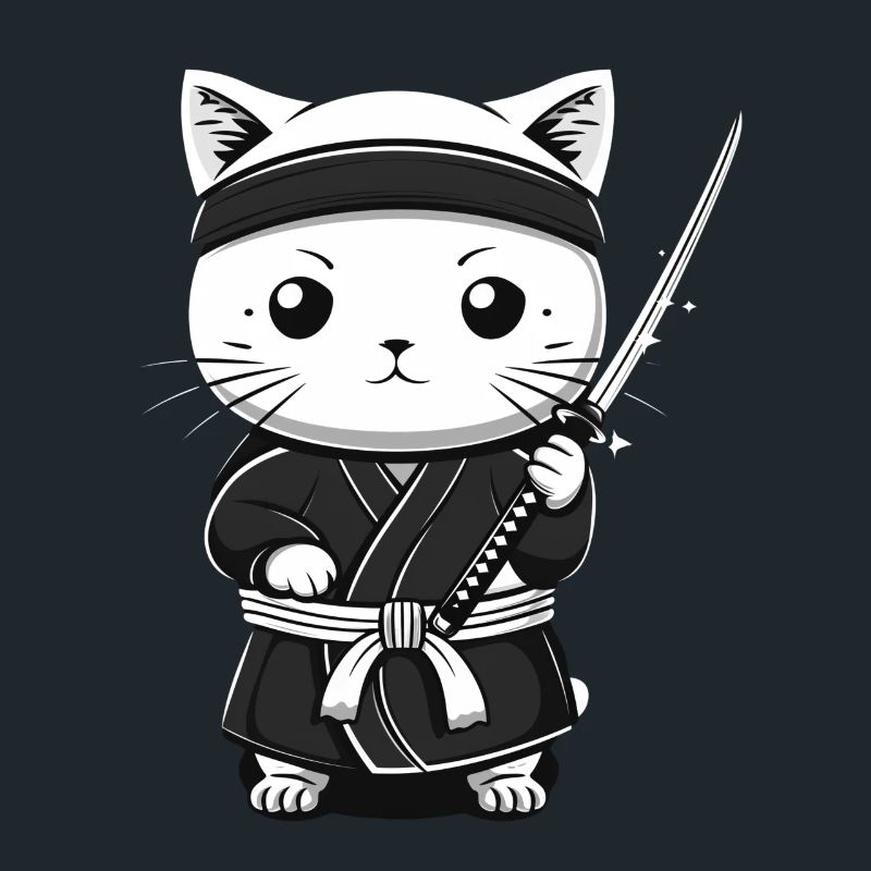 Cat Samurai Kawaii Funny Gift