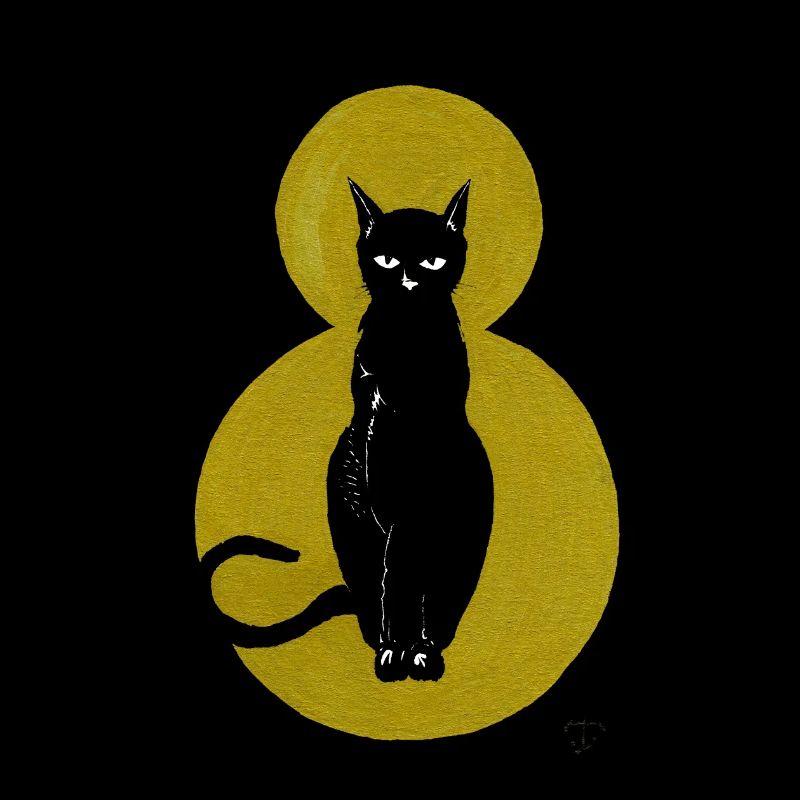 Chat sur fond doré