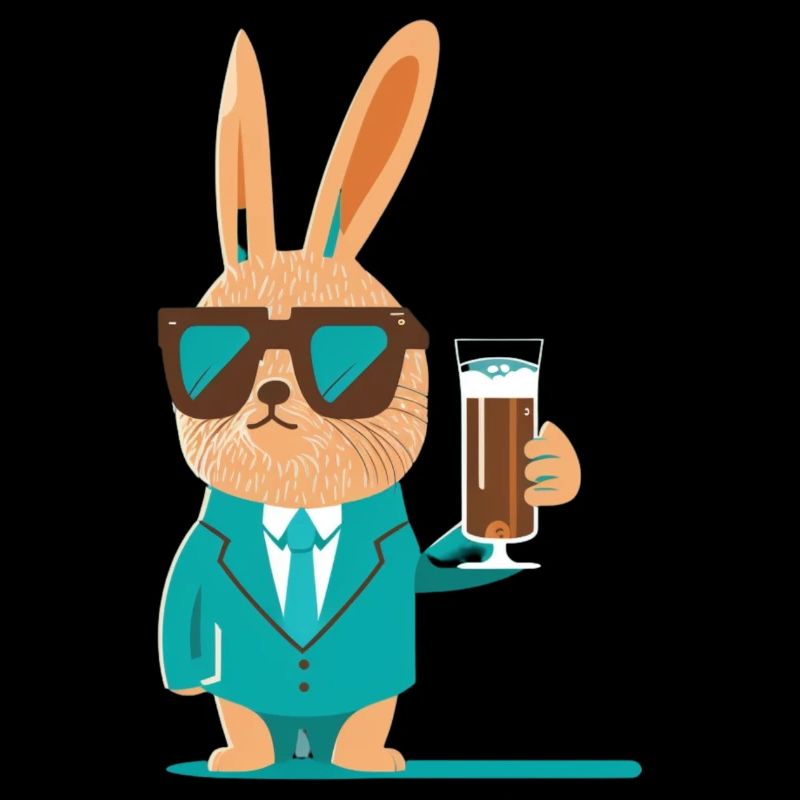Lapin cool avec de la bière et des lunettes de soleil