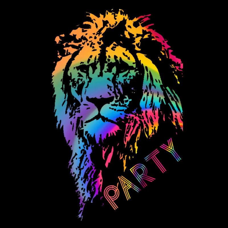 Neon Colors Lion Head