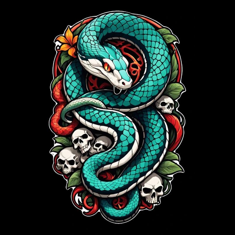 serpent squelette et tatouage