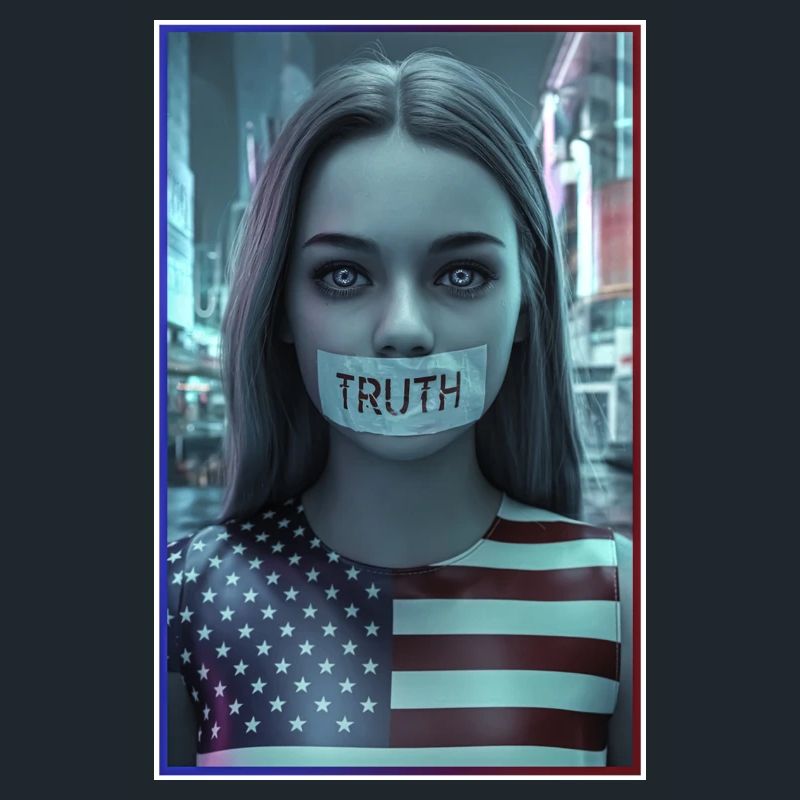 Conception du visage avec la bouche de vérité dans le drapeau américain