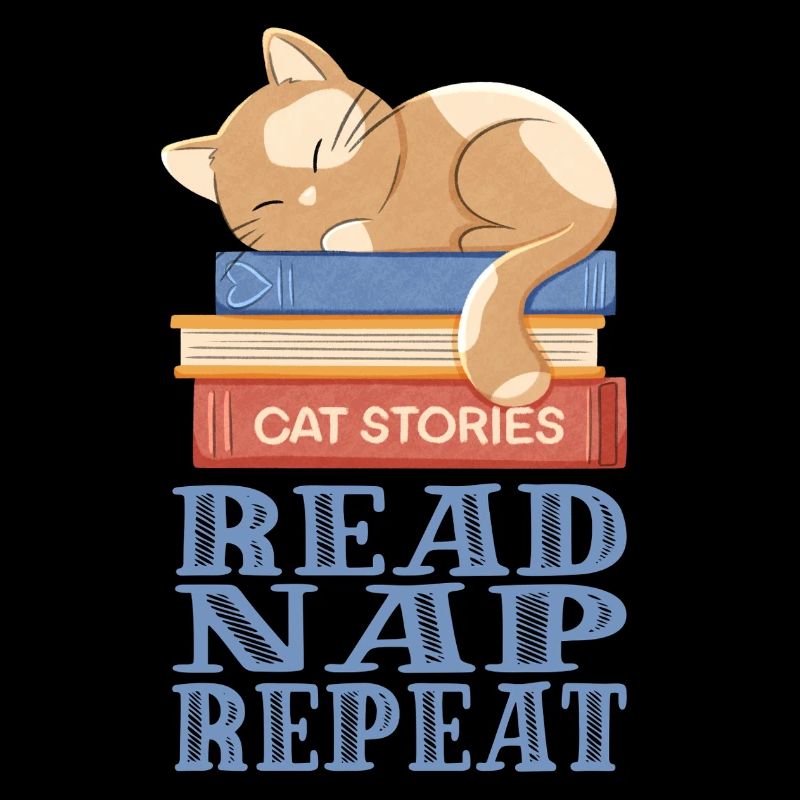 Chat endormi et livres