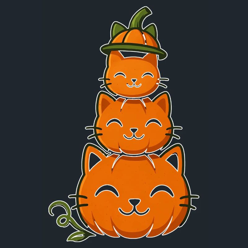 Fröhliche Kürbiskatzen-Stack