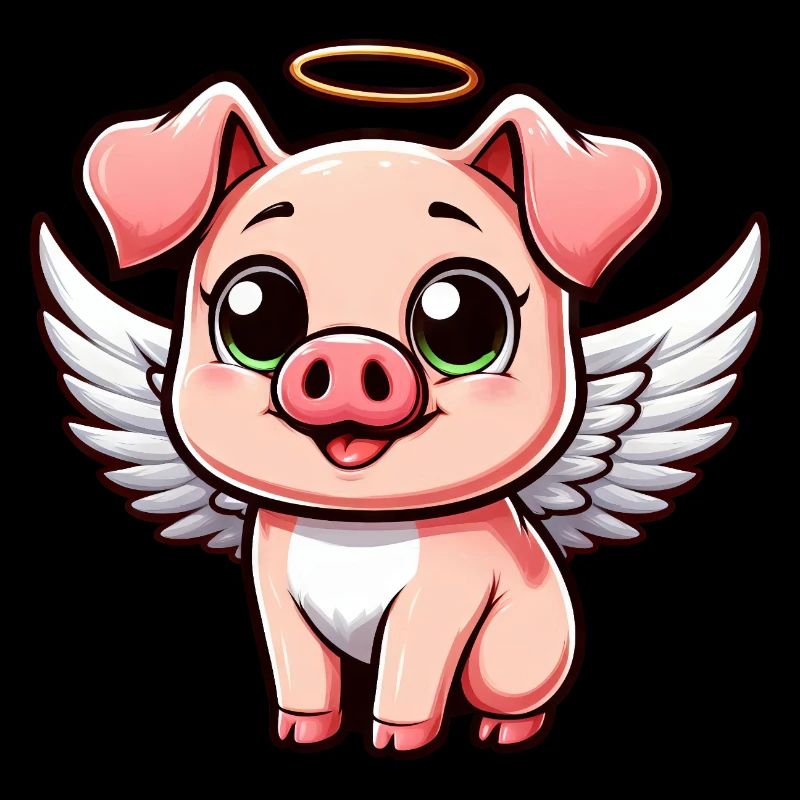 Süßes Ferkel Engel mit Flügel Cartoon